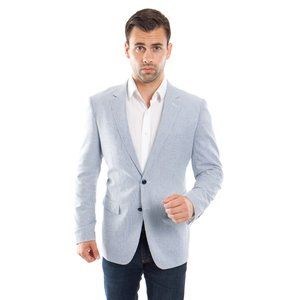 Blue Seersucker Men's Blazer Jacket by Tazio